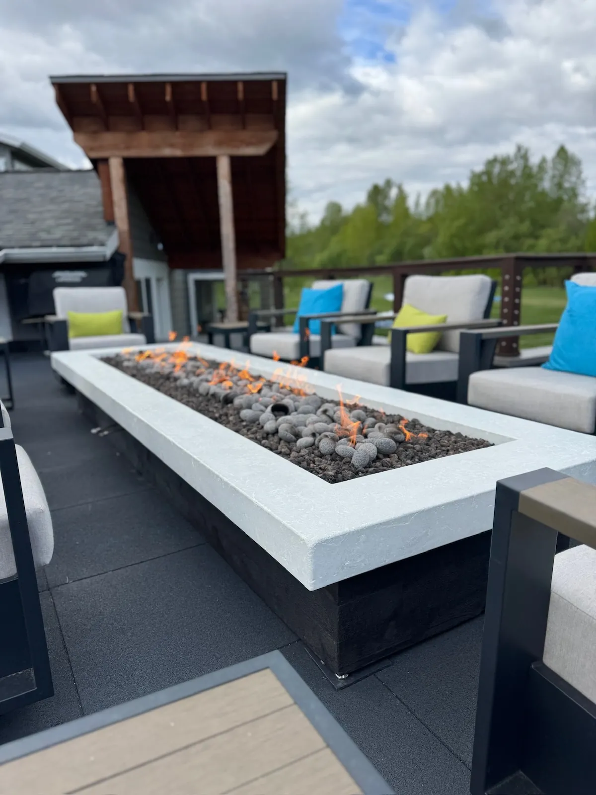 Concrete fire pit sized for a patio